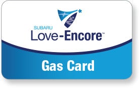 Subaru Love Encore gas card image with Subaru Love-Encore logo. | Subaru of Ann Arbor in Ann Arbor MI