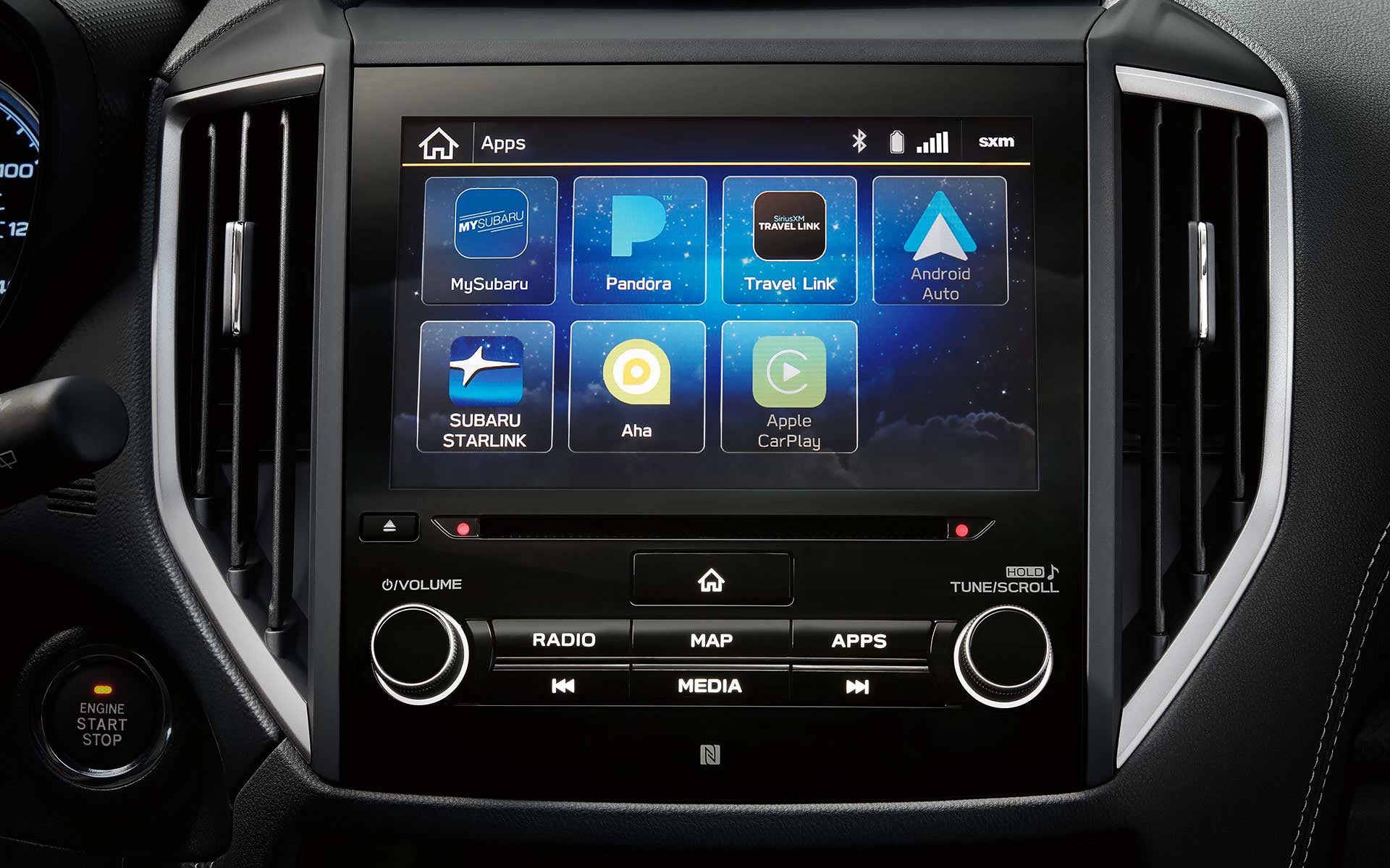 A close-up of the SUBARU STARLINK Multimedia touchscreen on the 2022 Forester. | Subaru of Ann Arbor in Ann Arbor MI