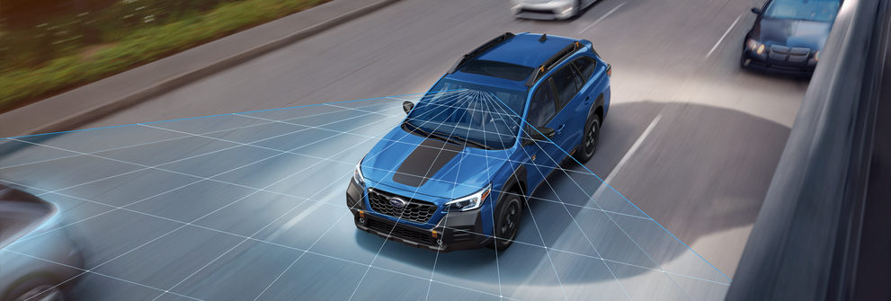A photo illustration of the EyeSight Driver Assist Technology on the 2023 Outback Wilderness. | Subaru of Ann Arbor in Ann Arbor MI