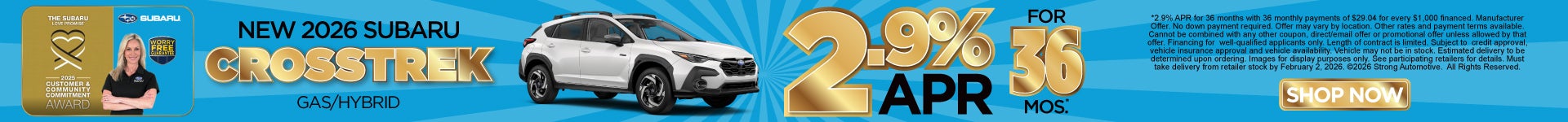 New 2026 Subaru Crosstrek (Gas/Hybrid) 2.9% APR for 36 mo*