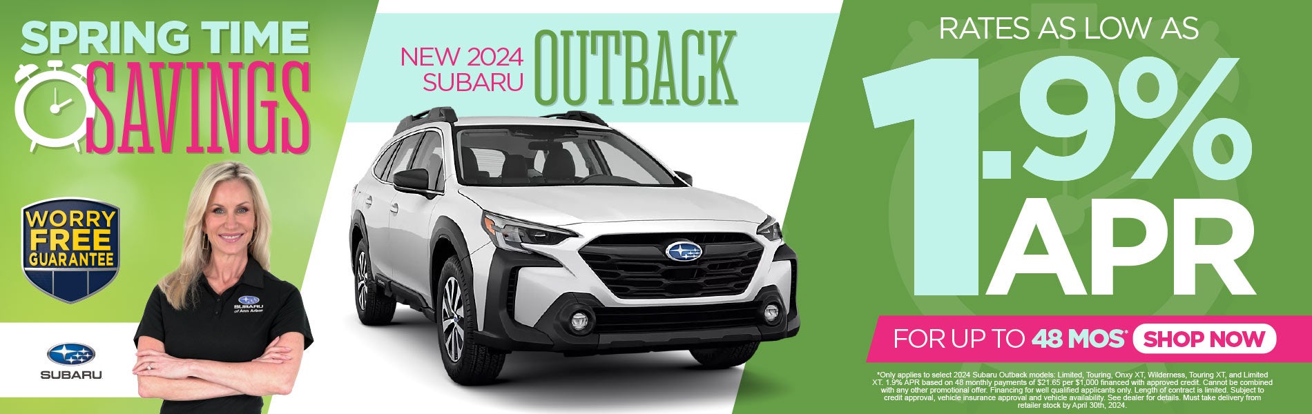 New 2024 Subaru Outback rates as low as 1.9%