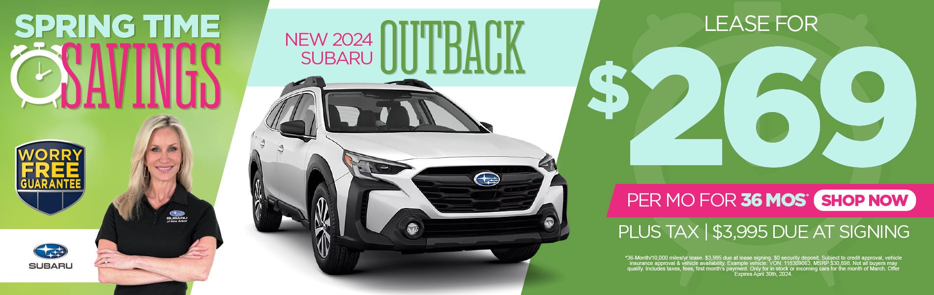 New 2024 Subaru Outback lease for $269/Mo*