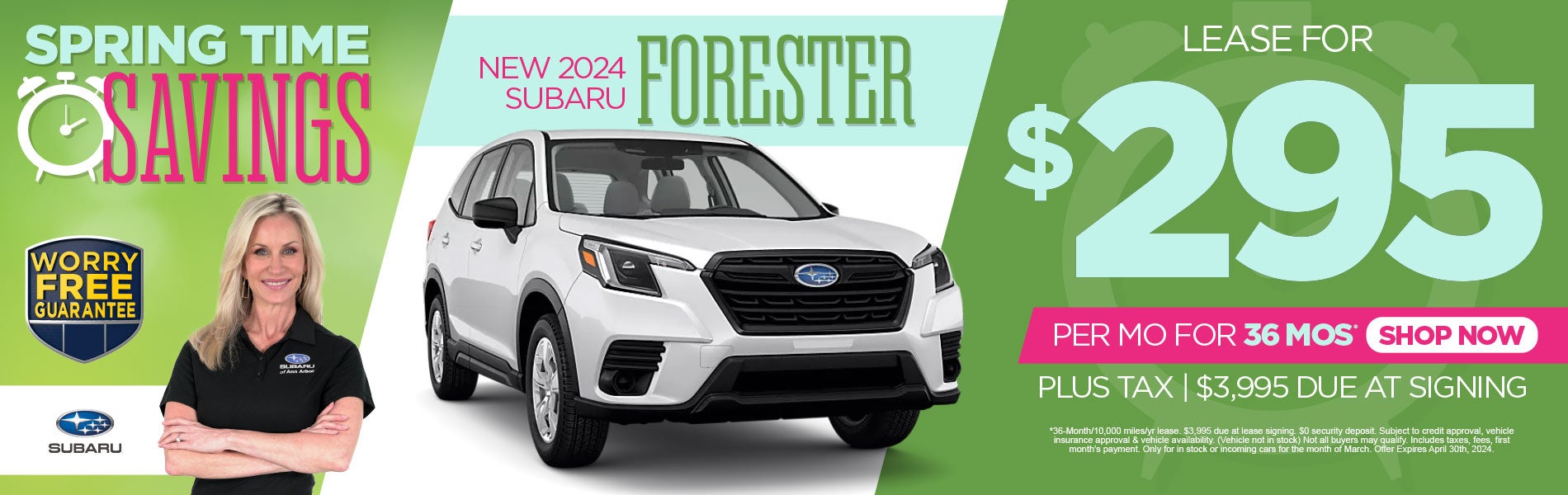 New 2024 Subaru Forester lease for $295/Mo*