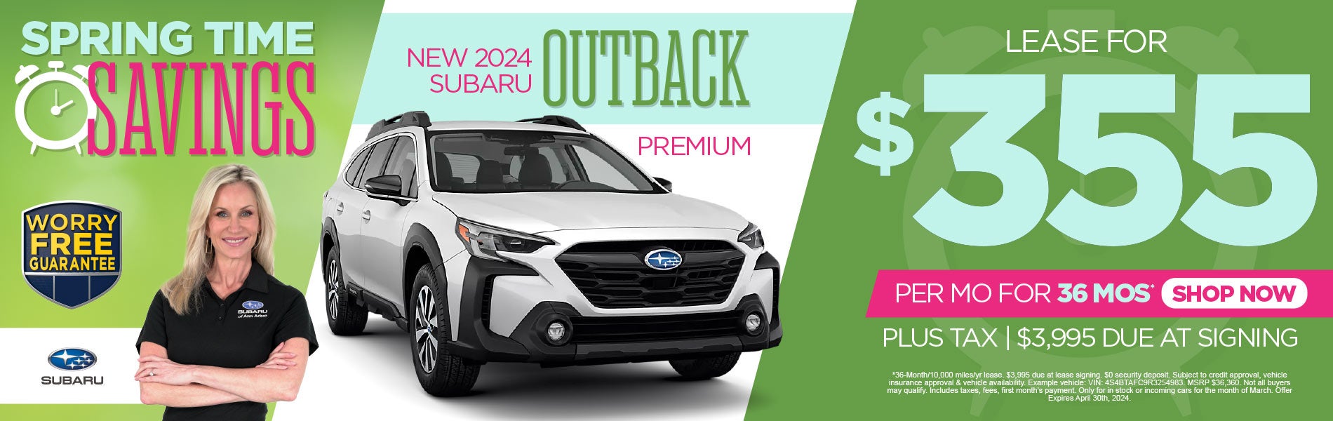 New 2024 Subaru Outback Premium lease for $355/Mo*