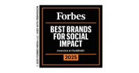 Forbes Best Brand For social Impact logo.